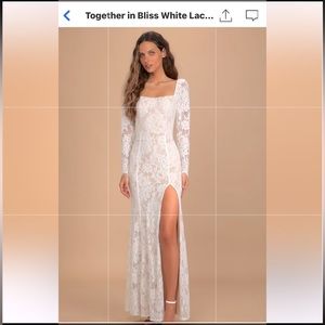 Lulu’s Ivory Lace Maxi Dress